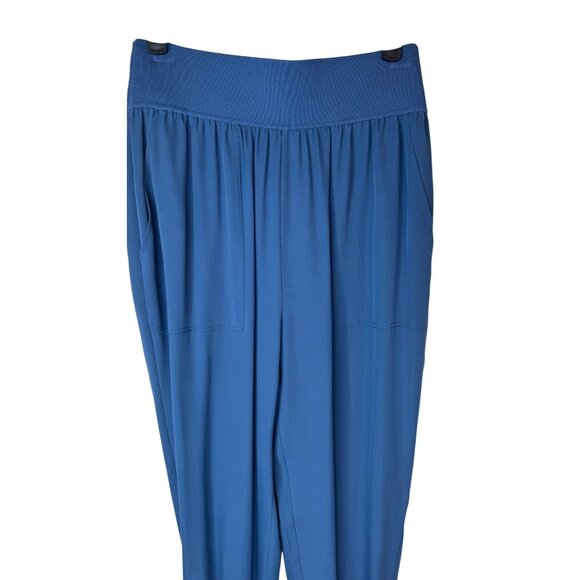 Theory Small 100% Silk Harem Jogger Pants Brilliant Blue Pockets Elastic Waist - Picture 8 of 16